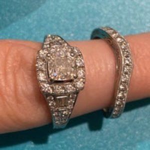 Neil Lane Ring Diamond Engagement Cushion & Baguet